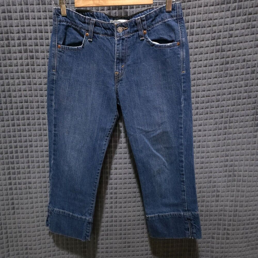Levis 515 Capris Jeans 8 Womens 32W Discontinued Y2K Relaxed Slit Ankle Med Wash